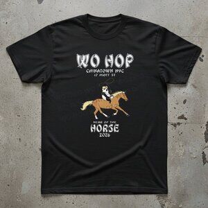 Wo Hop Chinatown NYC Year of the Horse 2026 Black Graphic Tee